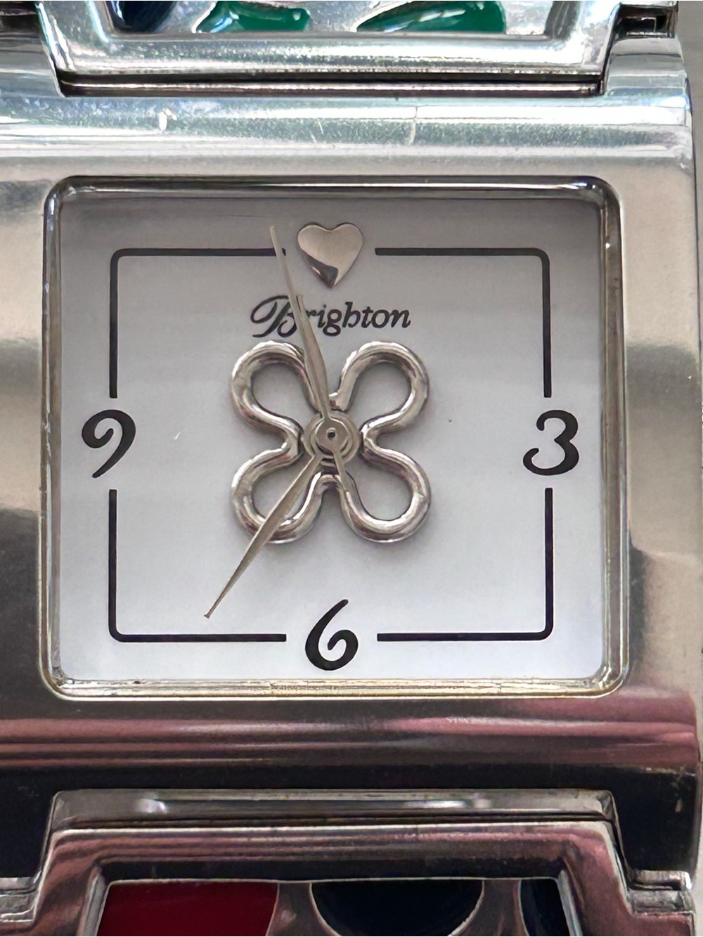 Brighton Meadow Ladies Watch Retired Multicolor Floral Enamel Silver 7" Wrist - Picture 3 of 8
